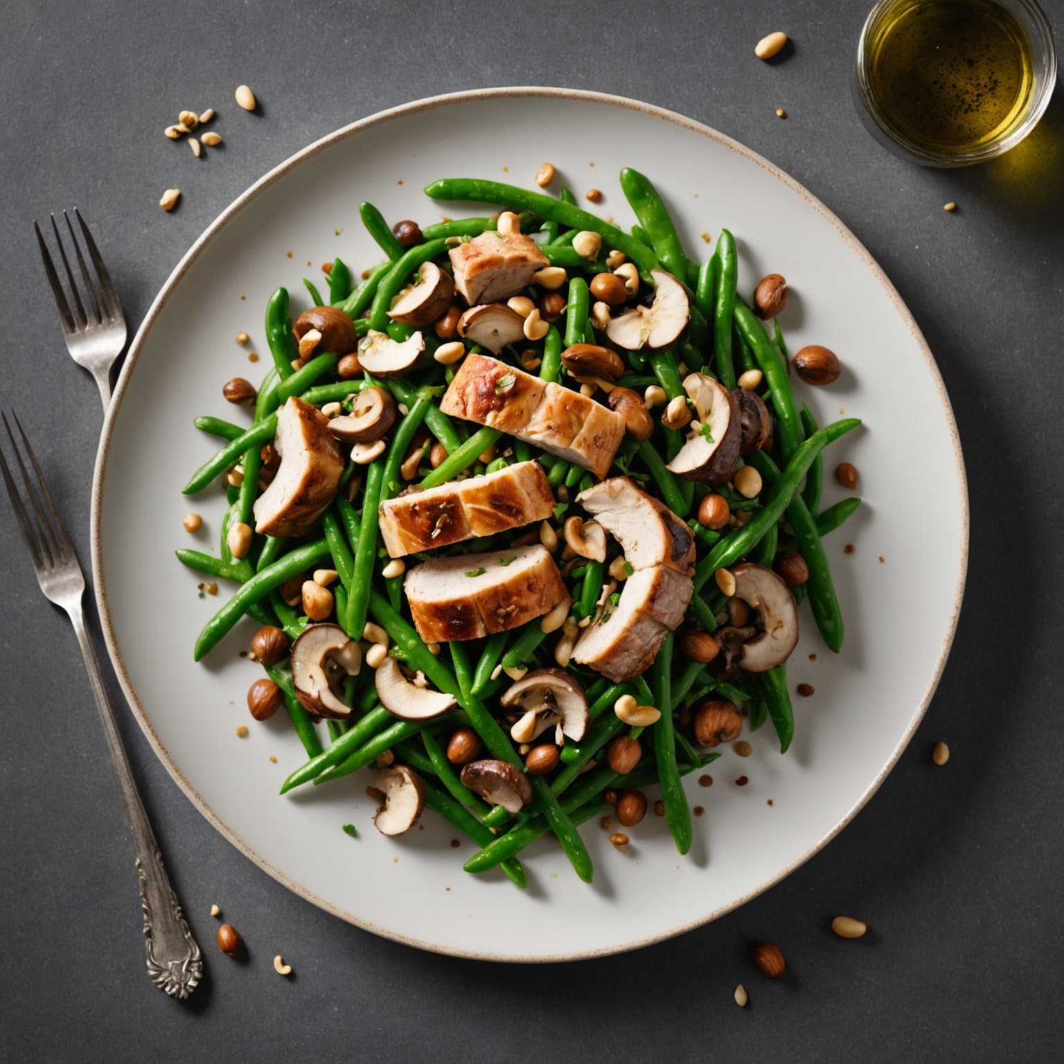 Varm søtbrød-salat med haricots verts, ville sopp og hasselnøttvinaigrette
Oppskrift hentet fra Dean og Deluca-kokeboken