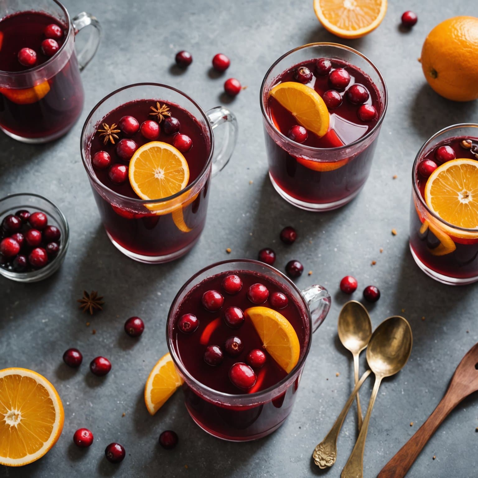 Varm tranebær-, appelsin- og krydderpunsj