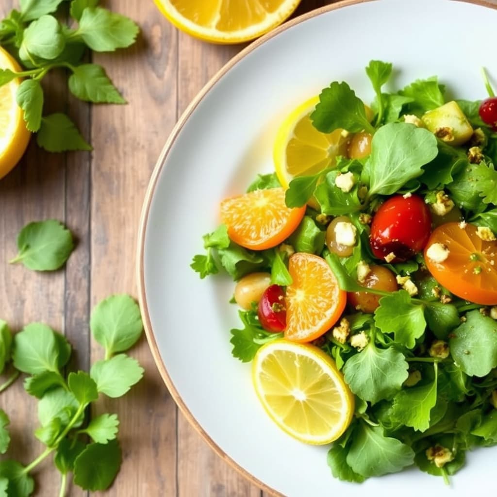 Vårsalat med vannkresse og sitrusvinaigrette
