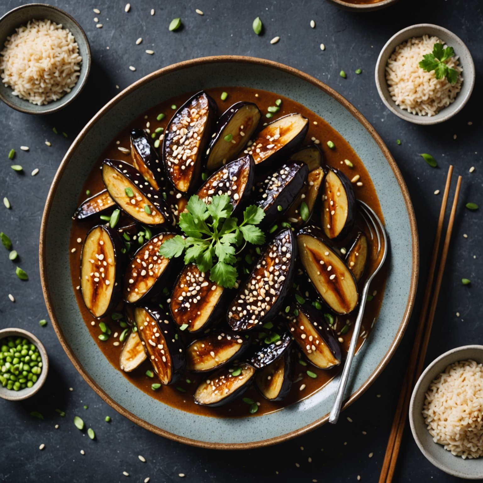Vegansk sesam-miso aubergine