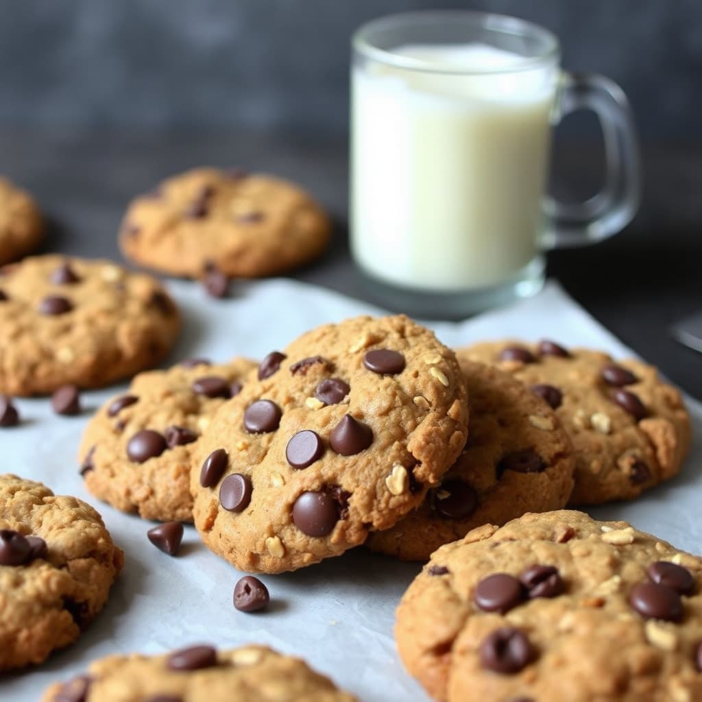 Veganske sjokoladebiter, havregryn og nøttekjeks