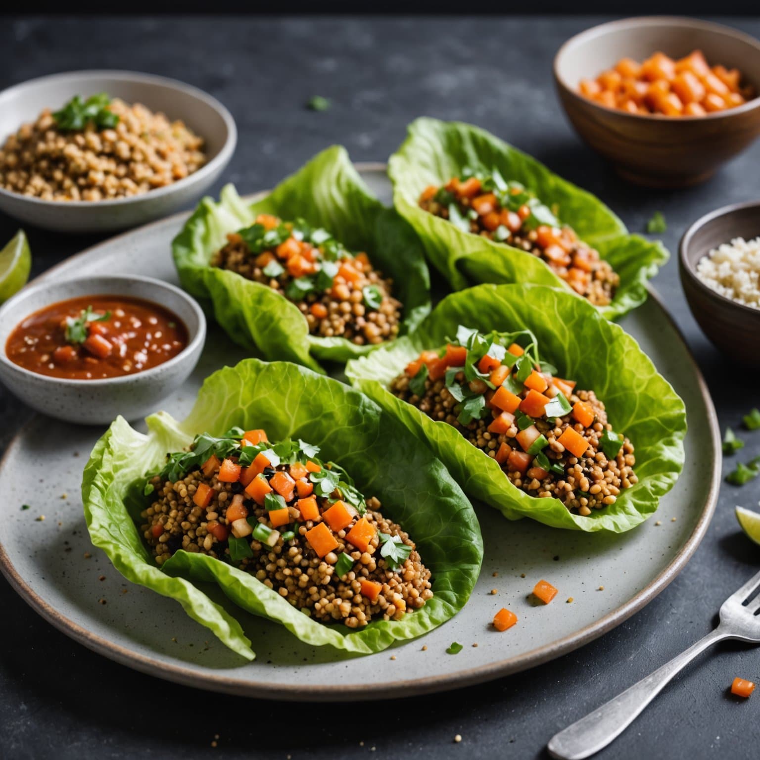 Vegetariske hirse- og salatwraps