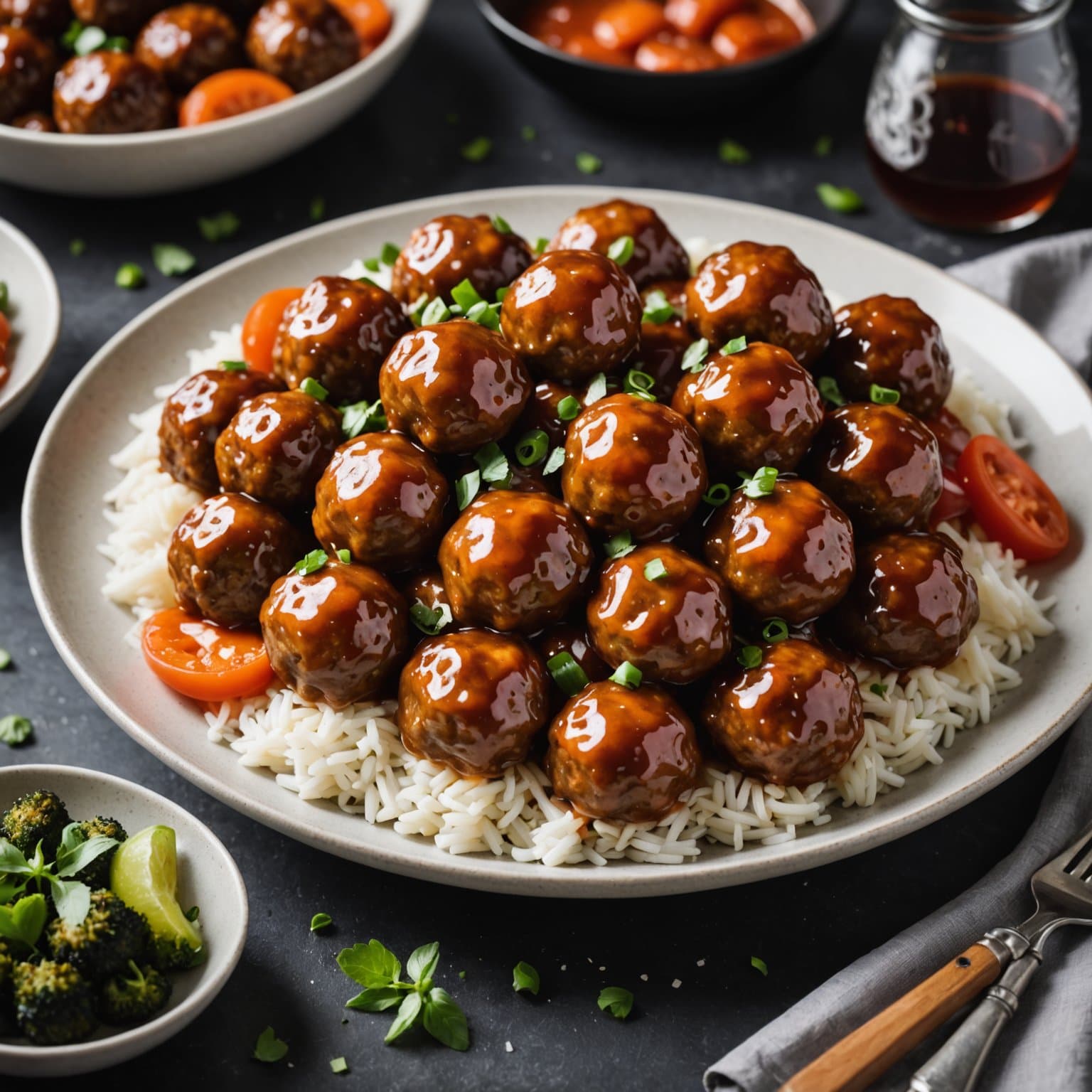 Vegetariske søt- og syrlige kjøttboller