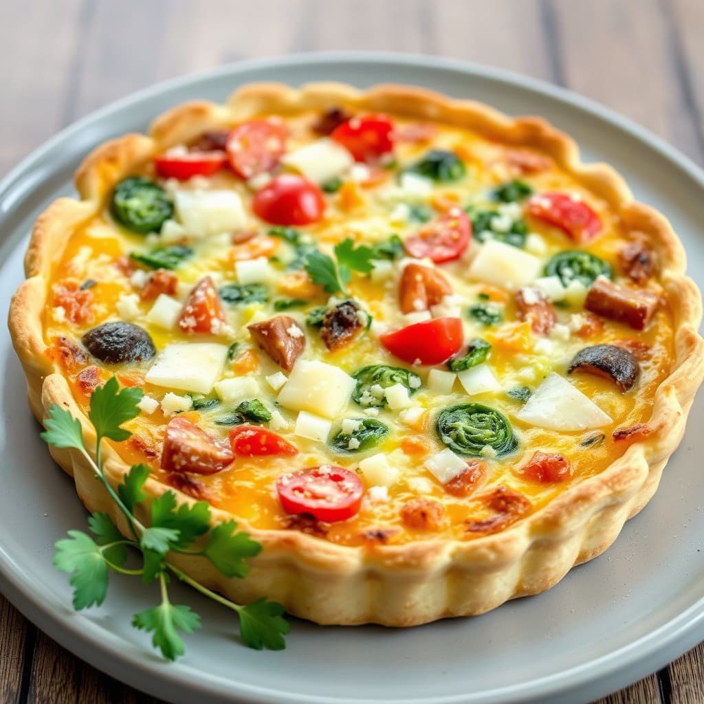 Vegetarkviche med cheddar og parmesan