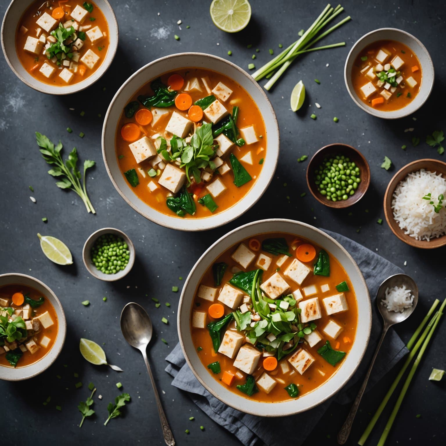 Vegetarsuppe med tofu, sitrongress og kokosmelk