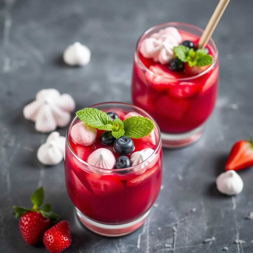 Very Berry Smash med marengs og sorbet eller iskrem