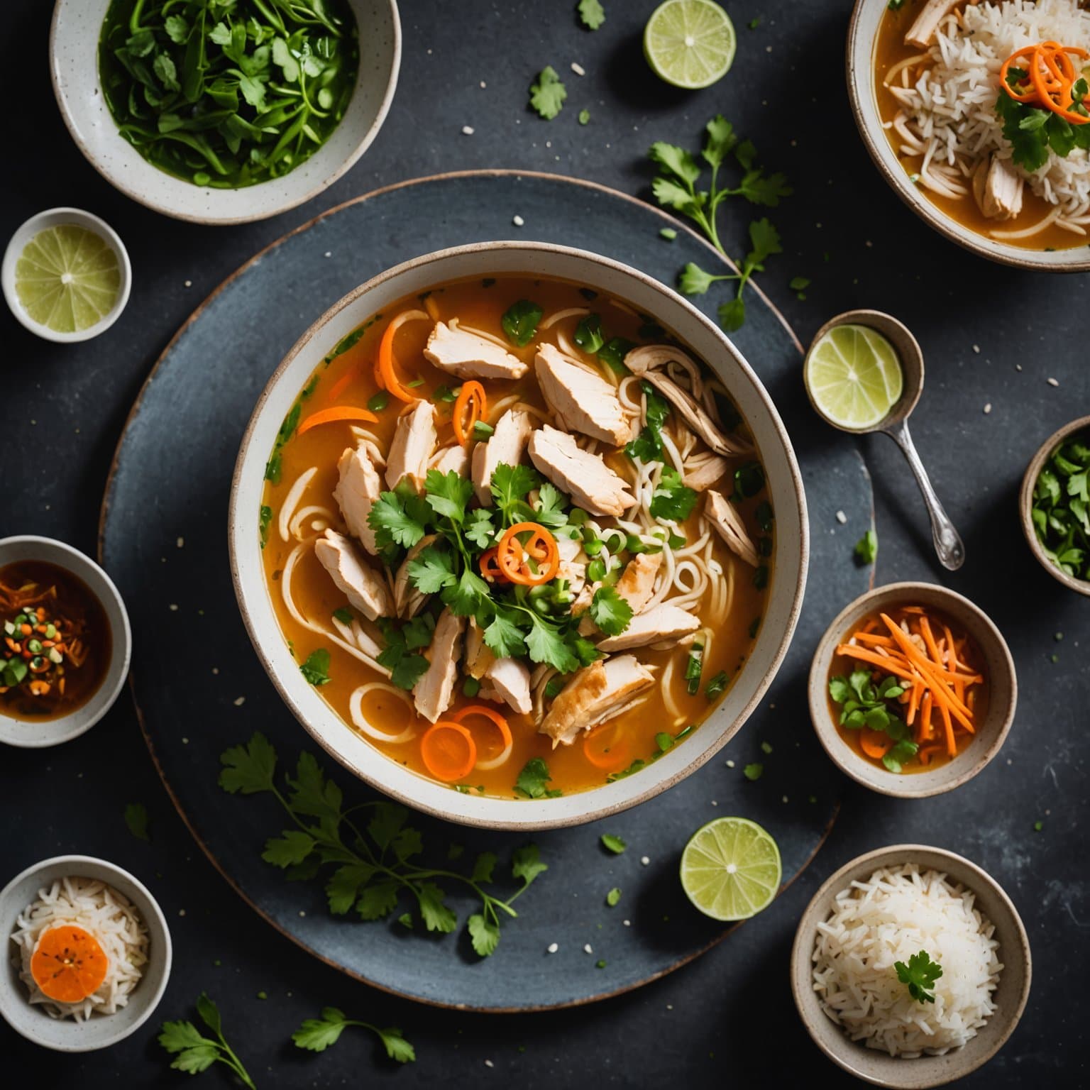 Vietnamesisk kyllingsuppe med ris
