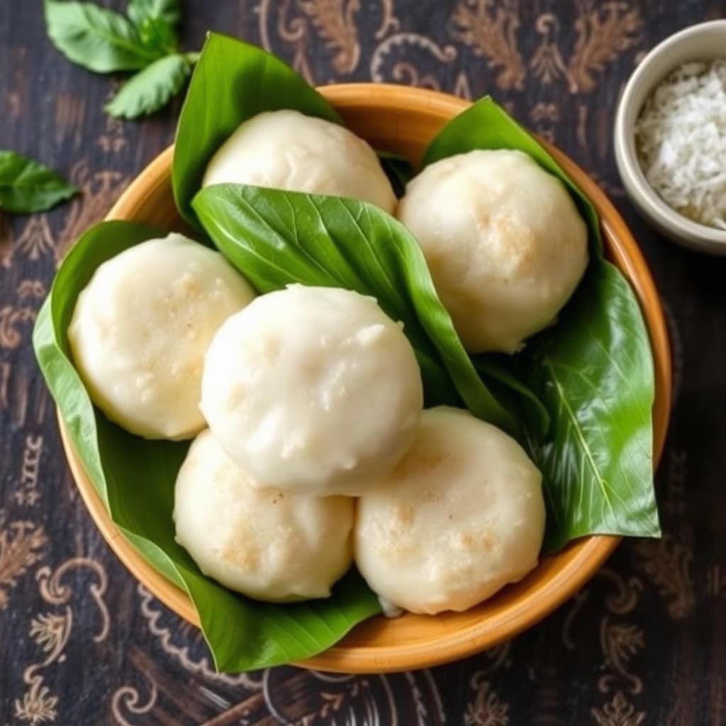 Vietnamesiske riskaker innpakket i bananblader