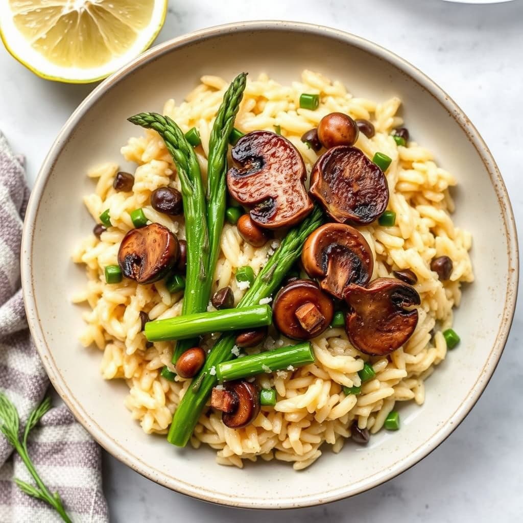 Vill-sopp og aspargesrisotto