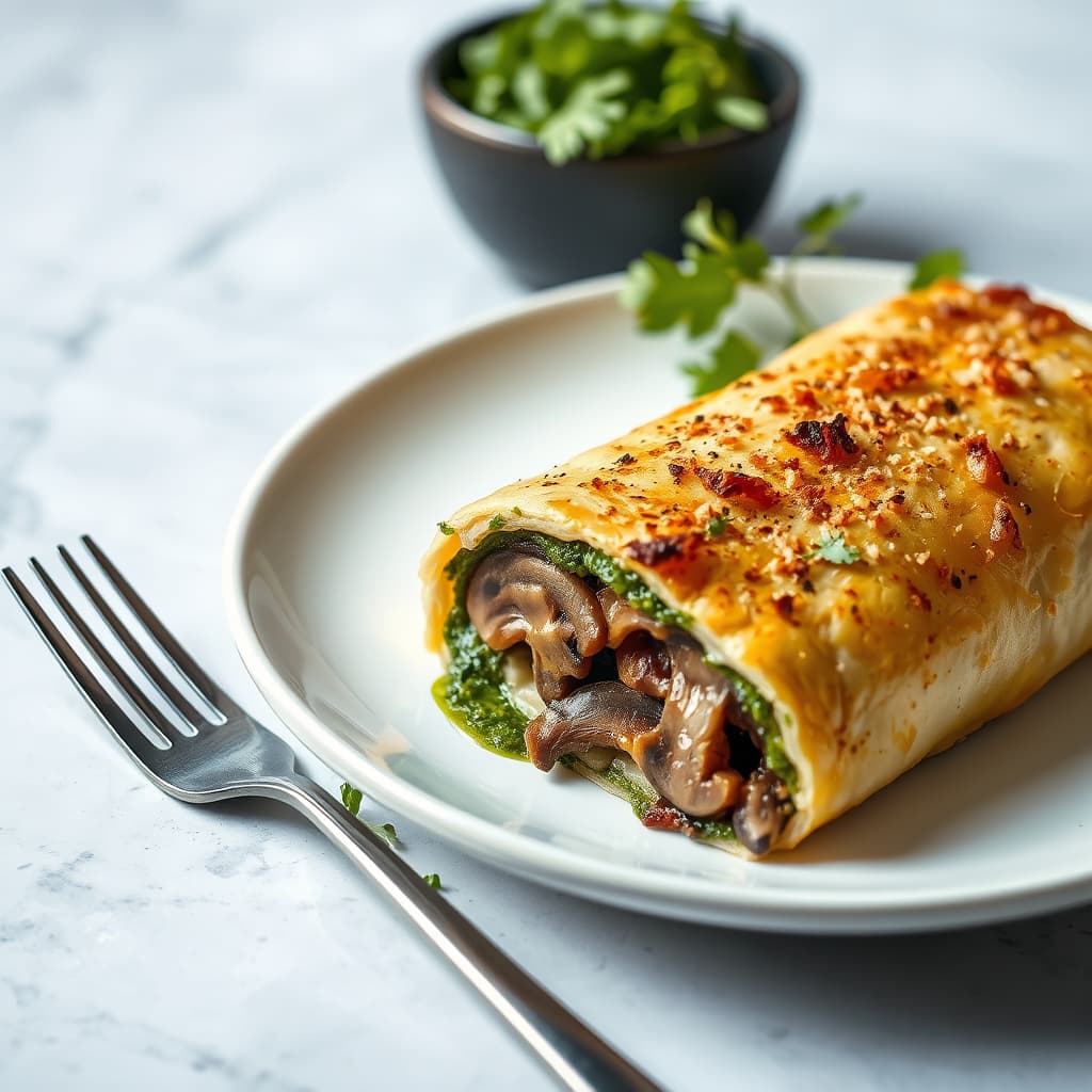 Vill-soppstrudel med ruccolapesto