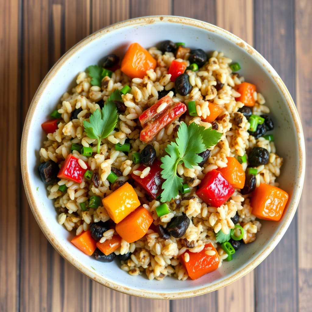 Villris og bulgur med brasede grønnsaker