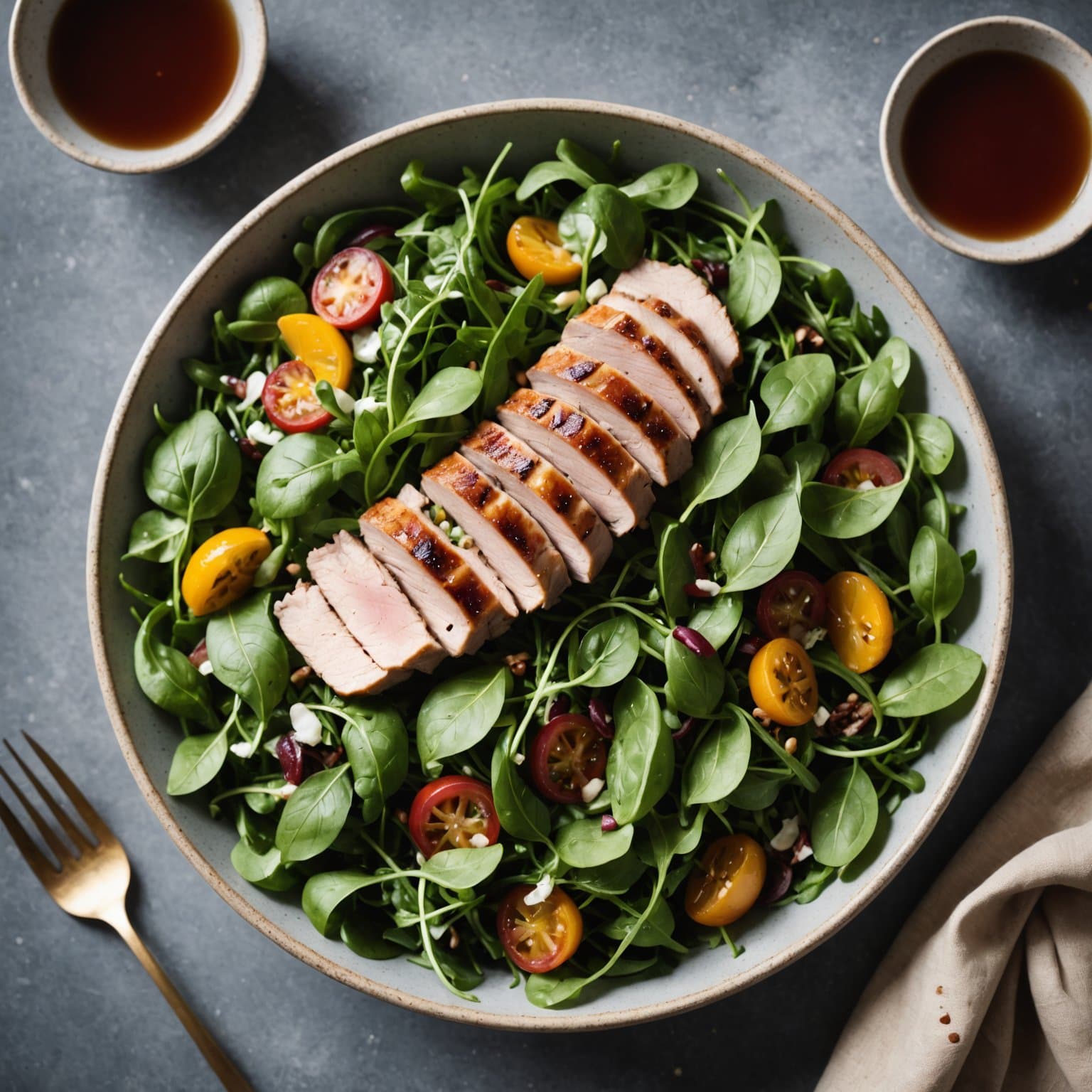 Viltsalat med ruccola og svinekjøtt