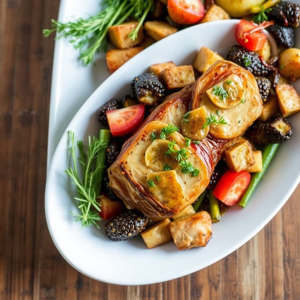 Vintergrønnsaksstuing med lønnesirup- og sennepsvinaigrette