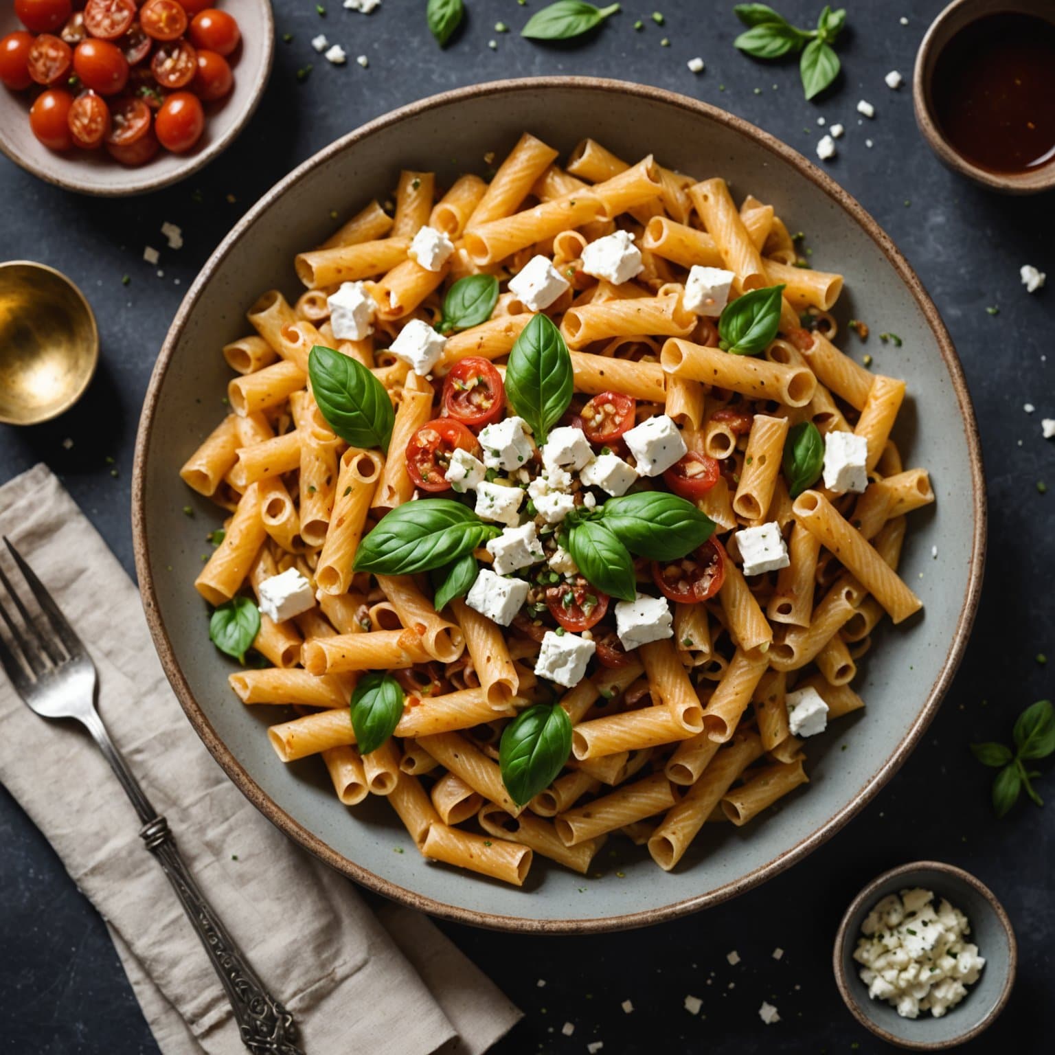 Vognhjulspasta med geitost