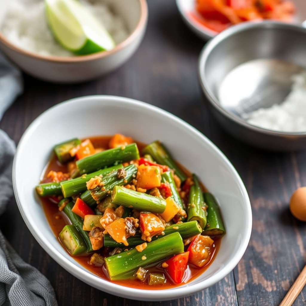 Wok-stekt okra med sambal