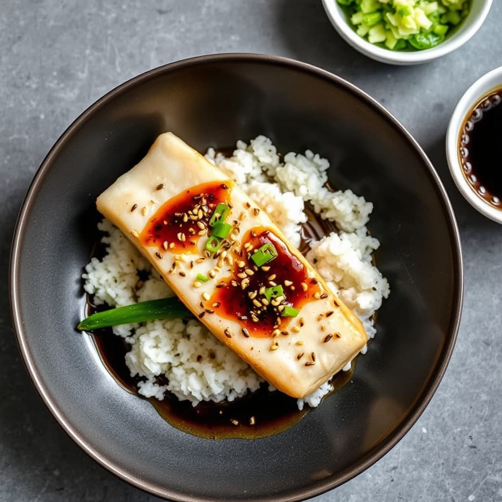 Wokstekt steinbiter med sesam- og soyasaus