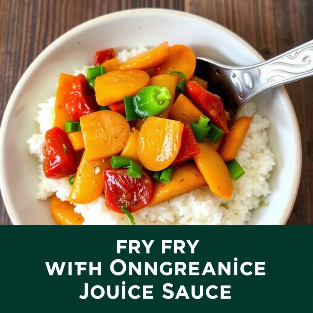 Wokstekte grønnsaker med appelsinsaus