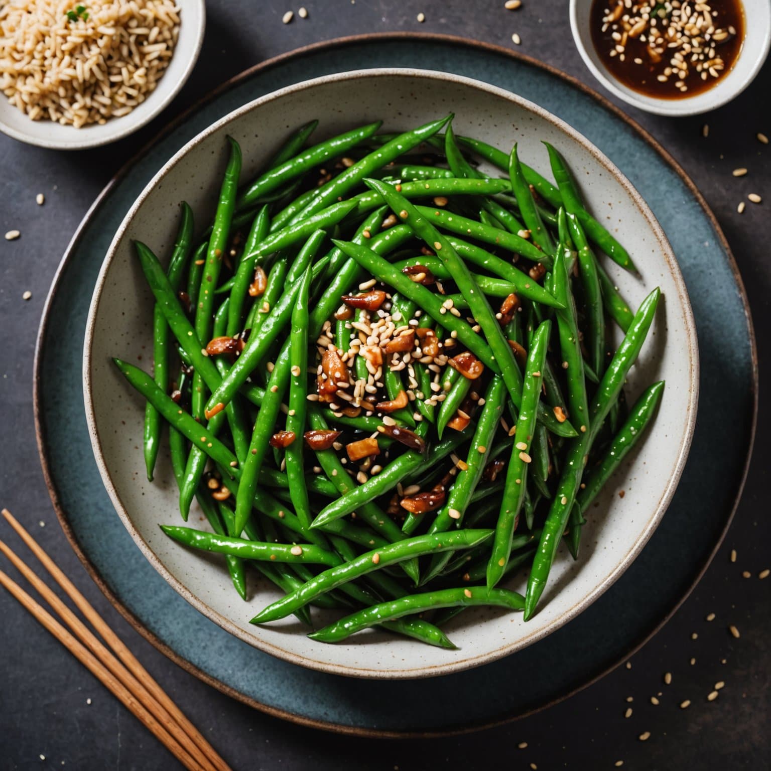 Wokstekte sesongbønner med sesam