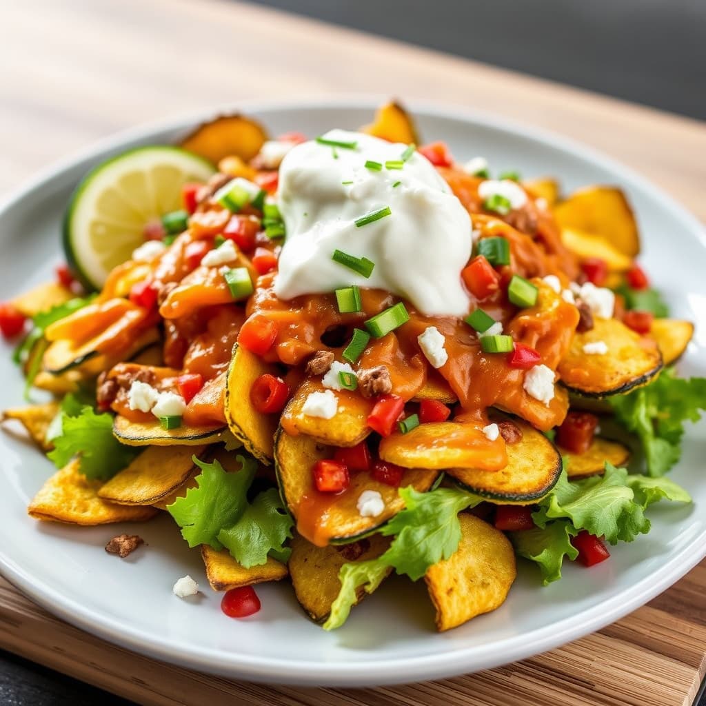 Zucchini-friterte nachos