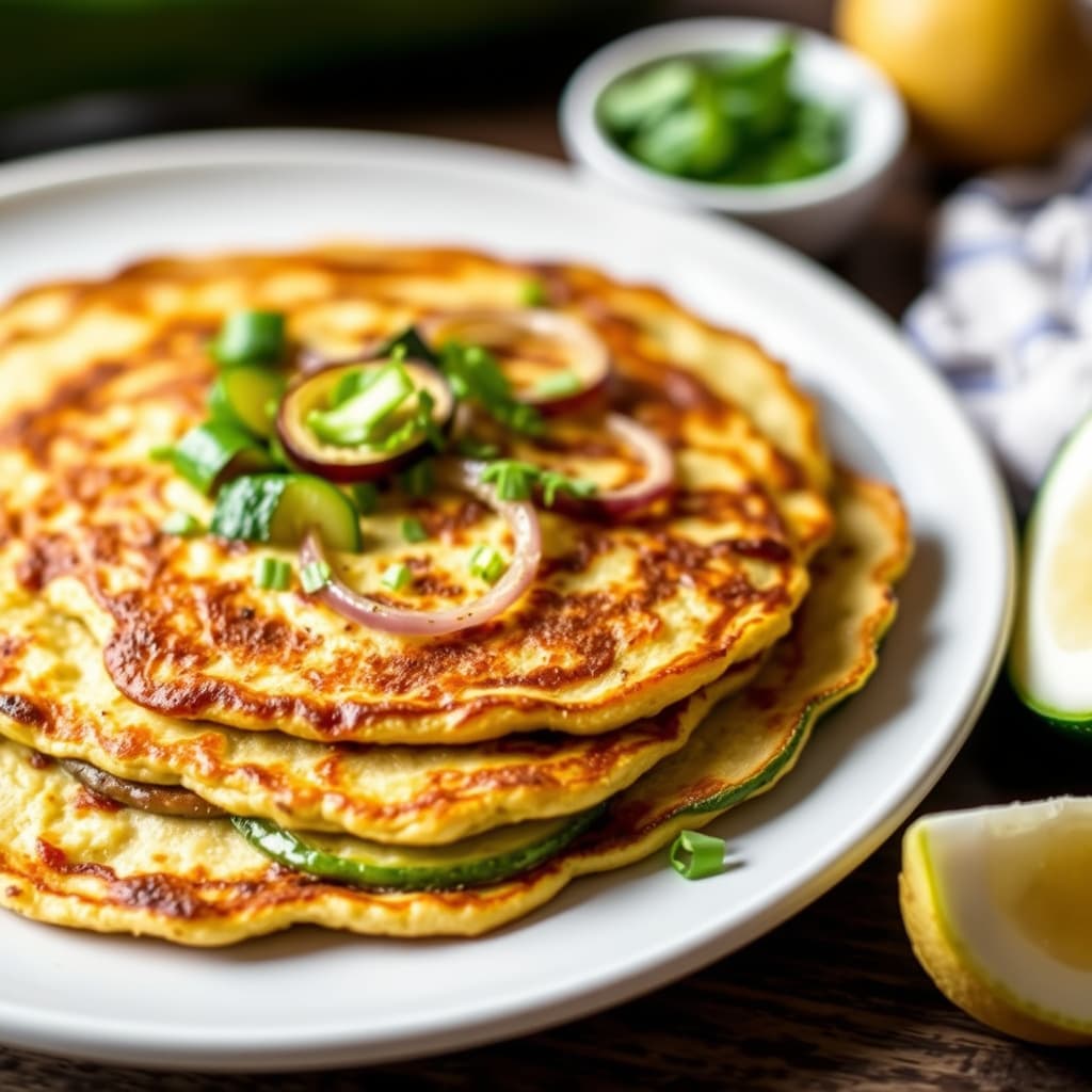 Zucchini- og løkpannekake