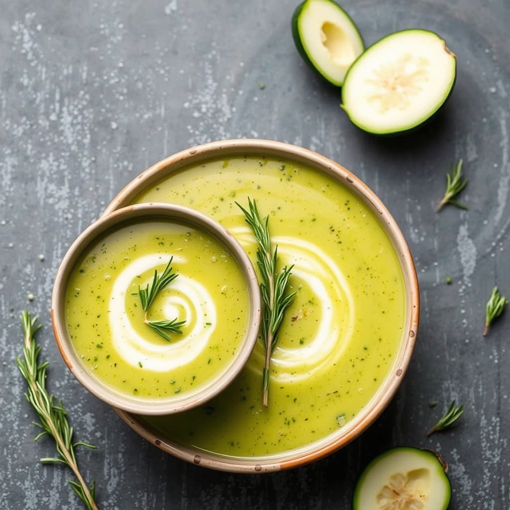 Zucchini- og rosmarinsuppe